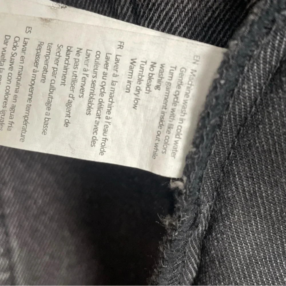 Charcoal Black Denim Jacket Oversized Size Small Distressed Grunge